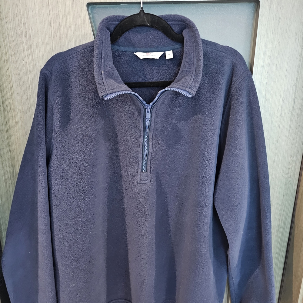 Vineyard Vines Men's Deep Blue Quarter Zip Fleece Sweater Size XL